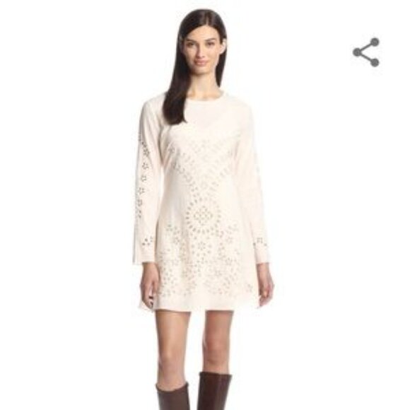 Candela Blush Pink Embroidered Boho Mini Dress - Picture 1 of 8